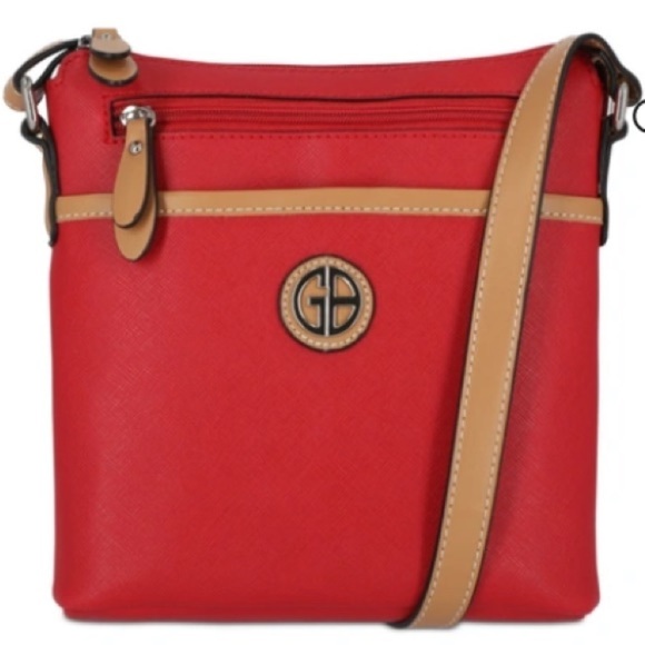 Giani Bernini Handbags - Giani Bernini Red Pebble Leather Saffiano Crossbody Purse